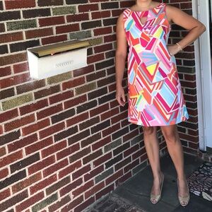Ronni Nicole, Colorful Geometric Pattern Dress, retro dress, spring summer dress